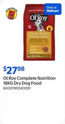 Walmart Ol Roy Complete Nutrition 18KG Dry Dog Food offer