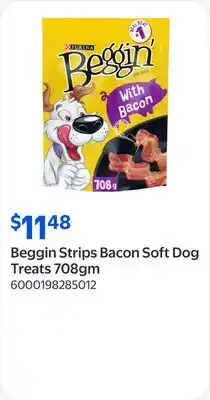 Walmart Beggin Strips Bacon Soft Dog Treats 708gm offer
