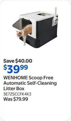 Walmart WENHOME Scoop Free Automatic Self-Cleaning Litter Box offer