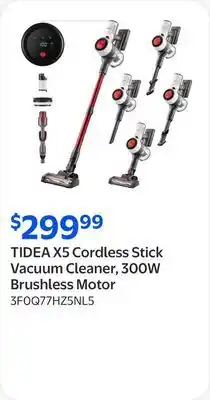 Walmart TIDEA X5 Cordless Stick Vacuum Cleaner, 300W Brushless Motor offer
