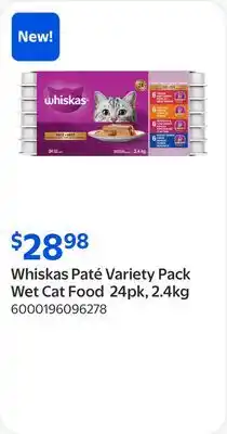 Walmart Whiskas Paté Variety Pack Wet Cat Food 24pk, 2.4kg offer