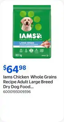 Walmart Iams Chicken Whole Grains Recipe Adult Large Breed Dry Dog Food offer