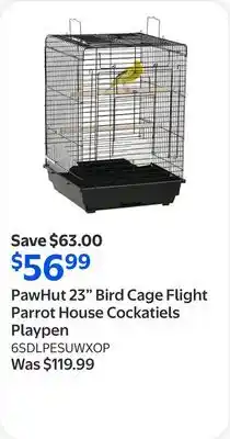 Walmart PawHut 23 Bird Cage Flight Parrot House Cockatiels Playpen offer