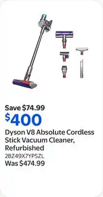 Walmart Dyson V8 Absolute Cordless Stick Vacuum Cleaner, Refurbished offer