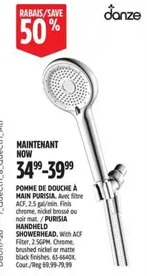 Canadian Tire PURISIA HANDHELD SHOWERHEAD offer