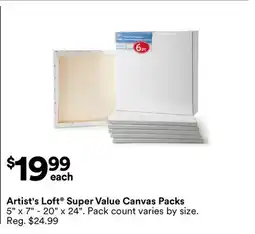 Michaels Artist's loft Super Value Canvas packs offer