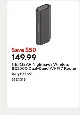 Staples NETGEAR Nighthawk Wireless BE3600 Dual-Band Wi-Fi 7 Router offer