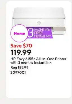 Staples HP Envy 6155e All-in-One Printer with 3 months Instant Ink offer