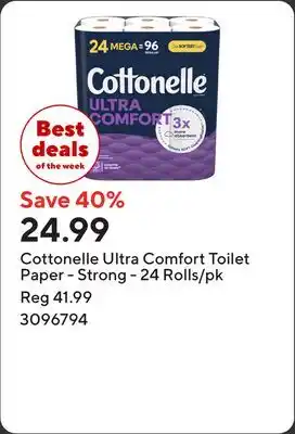 Staples Cottonelle Ultra Comfort Toilet Paper - Strong - 24 Rolls/pk offer