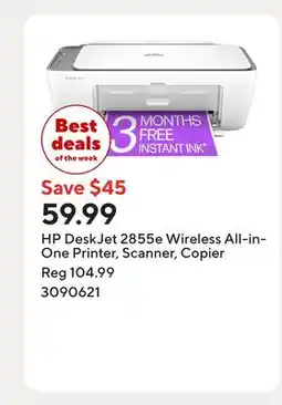 Staples HP DeskJet 2855e Wireless All-in-One Printer, Scanner, Copier offer
