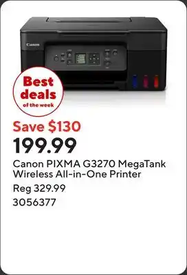 Staples Canon PIXMA G3270 MegaTank Wireless All-in-One Printer offer