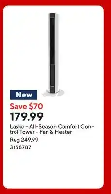 Staples Lasko - All-Season Comfort Control Tower - Fan & Heater offer