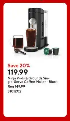 Staples Ninja Pods & Grounds Single-Serve Coffee Maker - Black offer