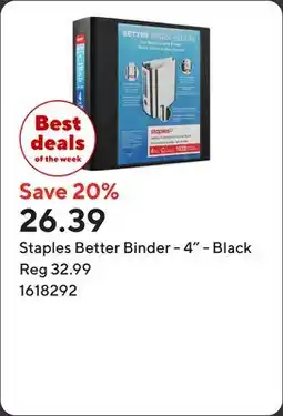 Staples Staples Better Binder - 4 - Black offer