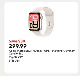 Staples Apple Watch SE 3 - 40 mm - GPS - Starlight Aluminum Case with Starlight Sport Band - S/M offer