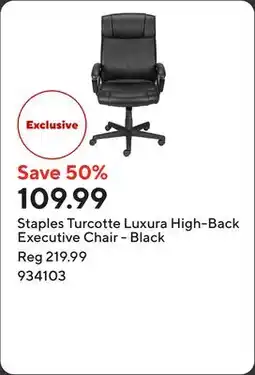 Staples Staples Turcotte Luxura High-Back Executive Chair - Black offer