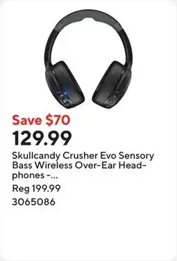Staples Skullcandy Crusher Evo Sensory Bass Wireless Over-Ear Headphones - True Black offer