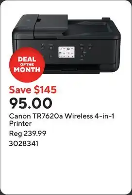 Staples Canon TR7620a Wireless 4-in-1 Printer offer