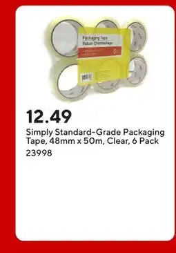 Staples Simply Standard-Grade Packaging Tape, 48mm x 50m, Clear offer