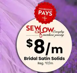 Fabricland Bridal Satin Solids offer