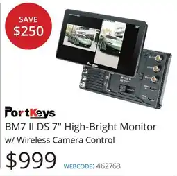 Vistek Portkeys BM7 II DS 7 High-Bright Monitor w/ Wireless Camera Control offer