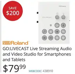 Vistek Roland GO:LIVECAST Live Streaming Audio and Video Studio for Smartphones and Tablets offer