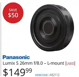 Vistek Panasonic Lumix S 26mm f/8.0-L-mount offer