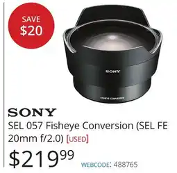 Vistek SONY SEL 057 Fisheye Conversion offer