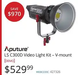 Vistek Aputure LS C300D Video Light Kit – V-mount [DEMO] offer