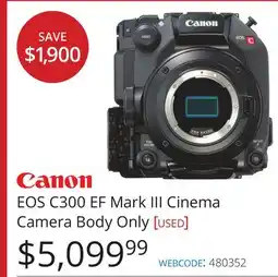 Vistek Canon EOS C300 EF Mark III Cinema Camera Body Only [USED] offer