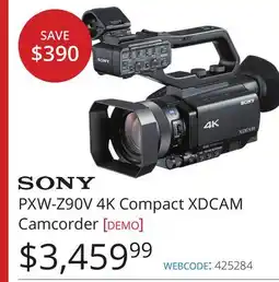 Vistek Sony PXW-Z90V 4K Compact XDCAM Camcorder [demo] offer