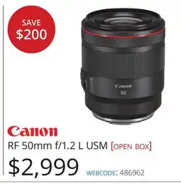 Vistek Canon RF 50mm f/1.2 L USM offer