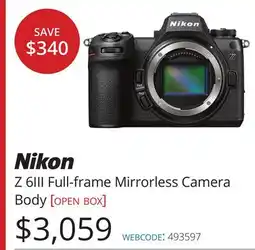 Vistek Nikon Z 6III Full-frame Mirrorless Camera Body offer