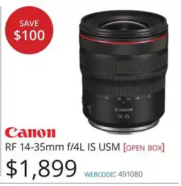 Vistek Canon RF 14-35mm f/4L IS USM offer