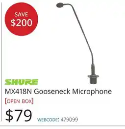Vistek Shure MX418N Gooseneck Microphone [OPEN BOX] offer