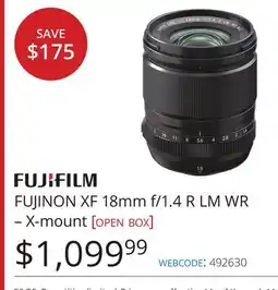 Vistek Fujifilm FUJINON XF 18mm f/1.4 R LM WR – X-mount [open box] offer