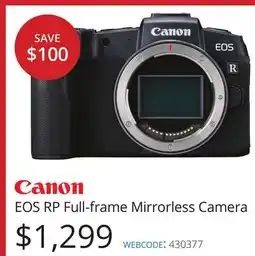 Vistek Canon EOS RP Full-frame Mirrorless Camera offer