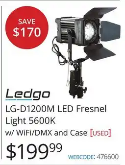 Vistek Ledgo LG-D1200M LED Fresnel Light 5600K w/ WiFi/DMX and Case [used] offer