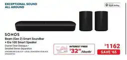 Visions Electronics SONO Beam (Gen 2) Smart Soundbar + Era 100 Smart Speaker offer