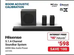 Visions Electronics Hisense 5.1.4-Channel Soundbar System offer