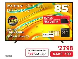 Visions Electronics Sony 85 120Hz PANEL XR50 4K Smart TV offer