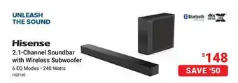 Visions Electronics Hisense 2.1-Channel Soundbar with Wireless Subwoofer offer
