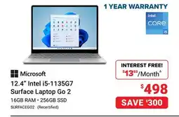Visions Electronics 12.4 Intel i5-1135G7 Surface Laptop Go 2 offer