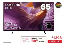 Visions Electronics SAMSUNG 65 S85F 4K Smart TV 65 NATIVE 120Hz PANEL offer