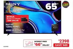 Visions Electronics SONY 65 Google TV NATIVE 120Hz PANEL XR80 4K Smart TV offer