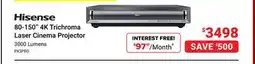 Visions Electronics Hisense 80-150 4K Trichroma Laser Cinema Projector offer