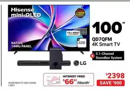 Visions Electronics Hisense 100 mini-QLED 4K Smart TV 2.1-Channel offer