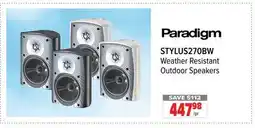2001 Audio Video STYLUS270BW Paradigm Weather Resistant Outdoor Speakers offer