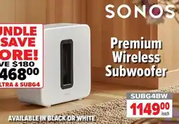 2001 Audio Video SUBG4BW SONOS Premium Wireless Subwoofer offer