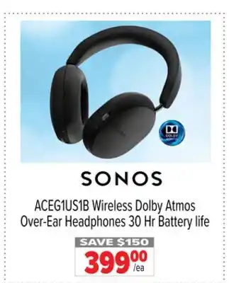 2001 Audio Video ACEG1US1B SONOS Wireless Dolby Atmos Over-Ear Headphones 30 Hr Battery life offer